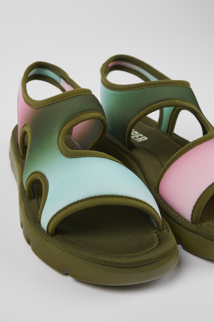 Close-up view of Oruga Multicolored Textile Sandal for Women