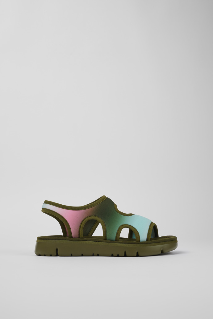 Image of Side view of Oruga Multicolored Textile Sandal for Women