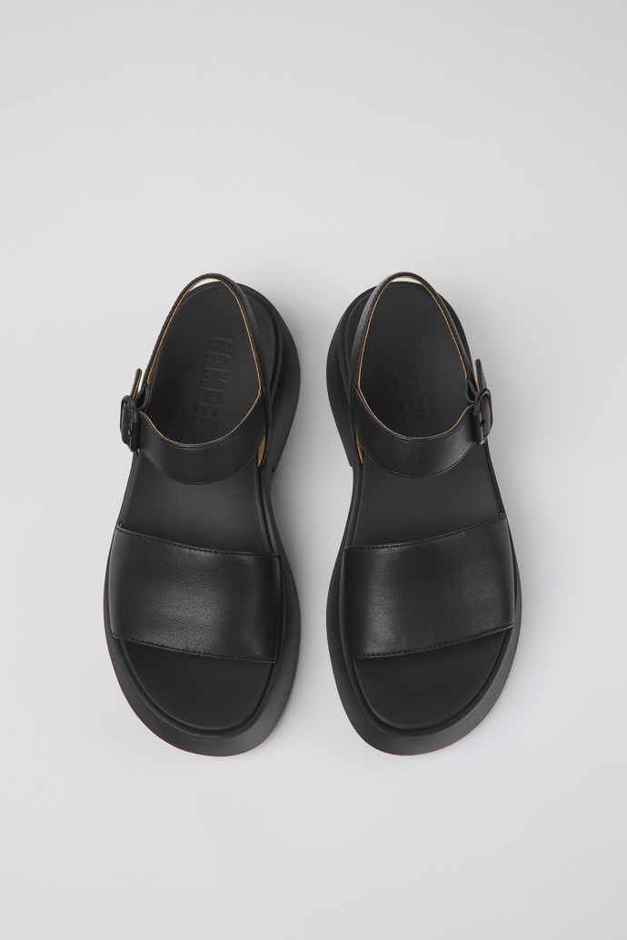 Black leather sandals womens on sale