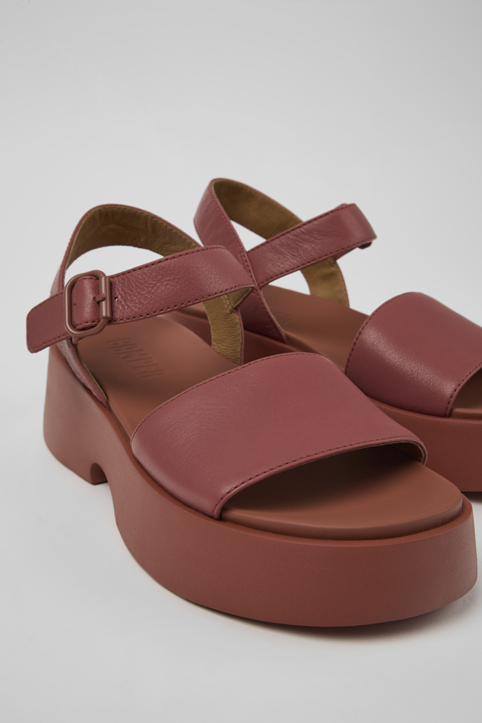 Close-up view of Tasha Red Leather Sandal for Women