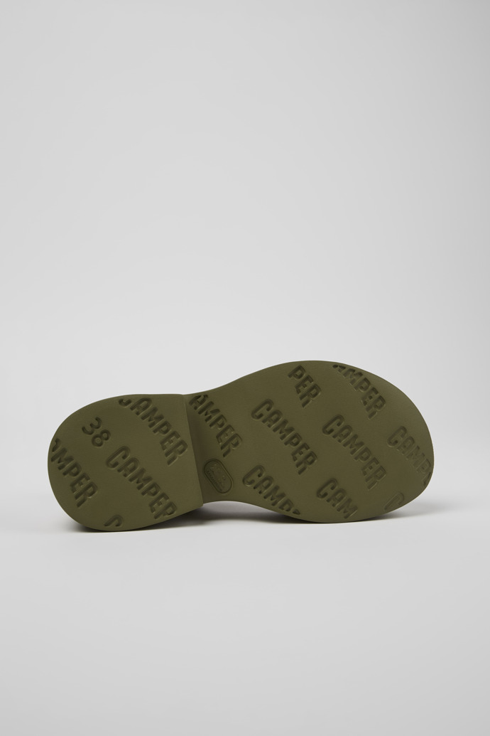 The soles of Tasha Green Leather Sandal for Women