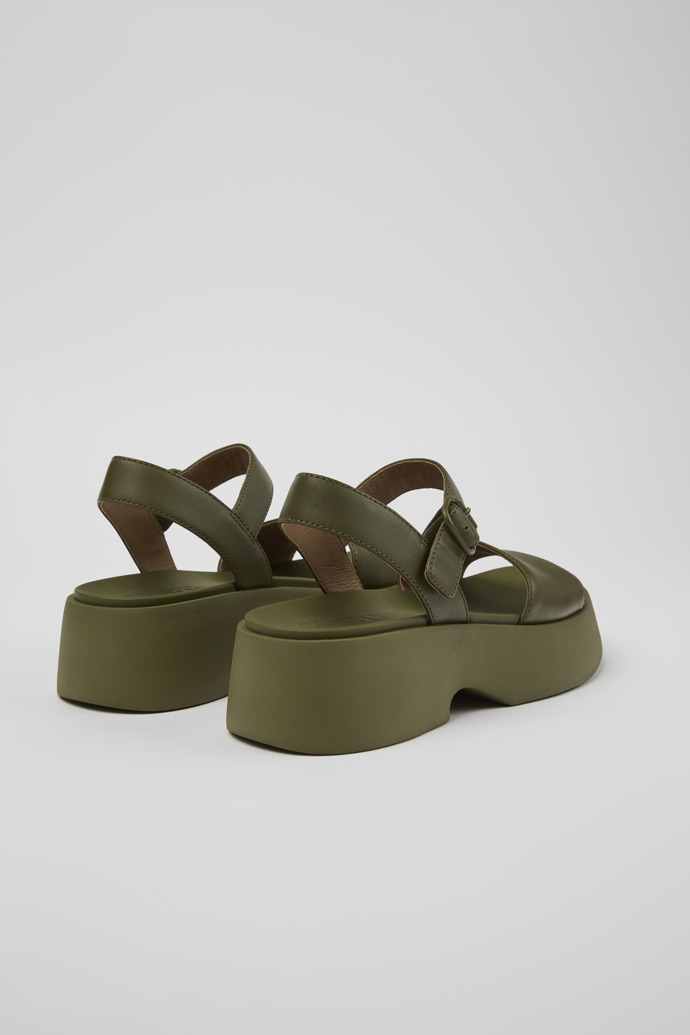 Back view of Tasha Green Leather Sandal for Women
