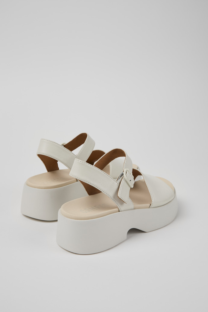 Back view of Tasha White Leather Sandals for Women.