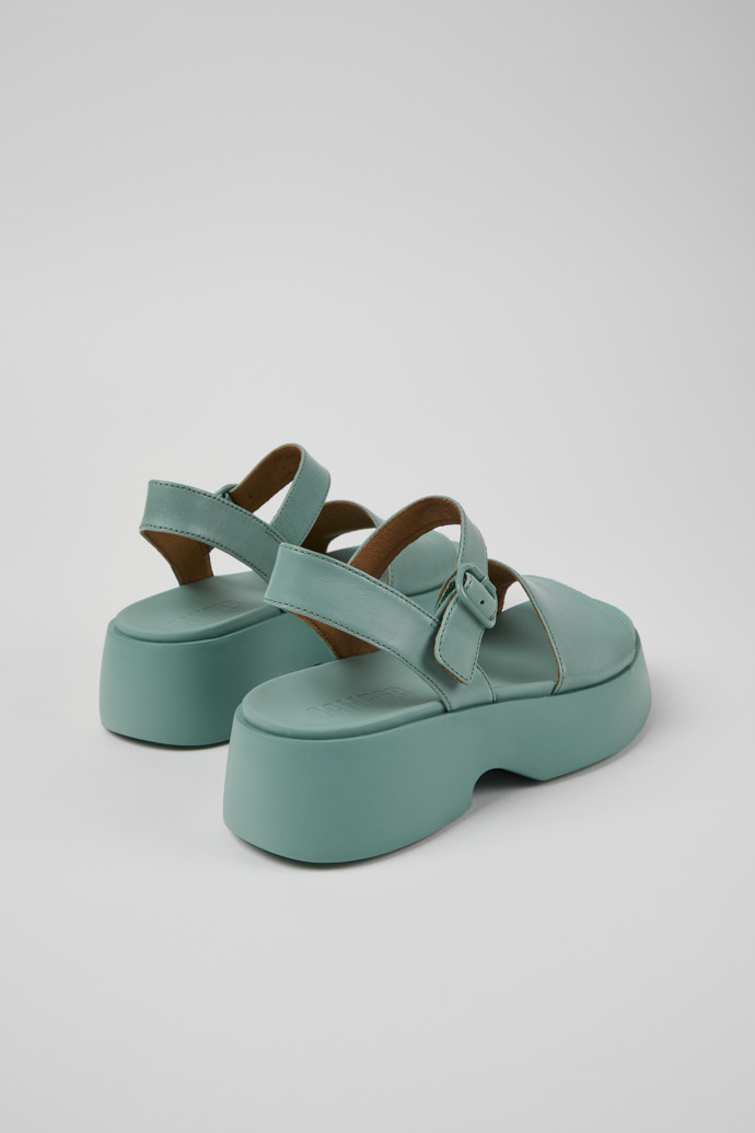 Back view of Tasha Green Leather Sandals for Women.