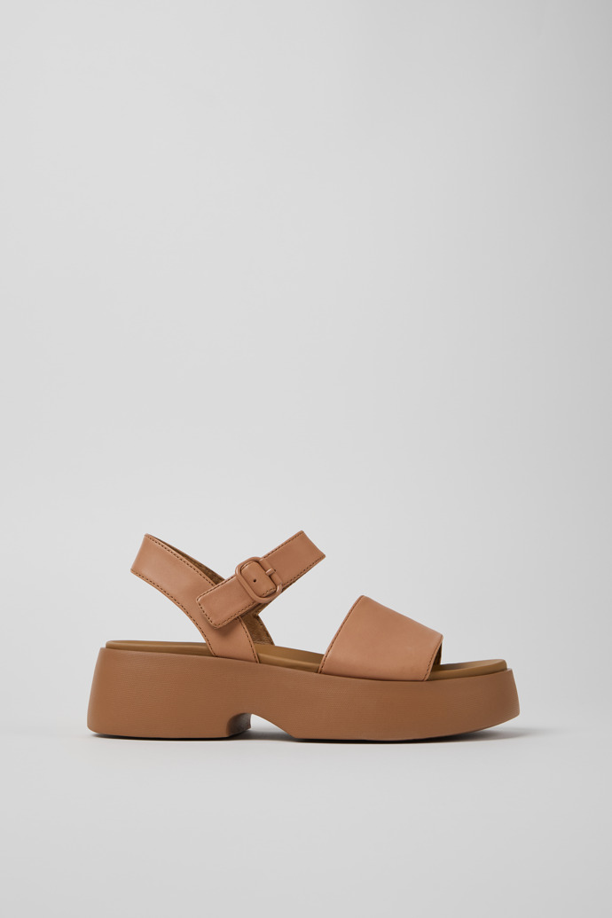 Side view of Tasha Nude Leather Sandals for Women.