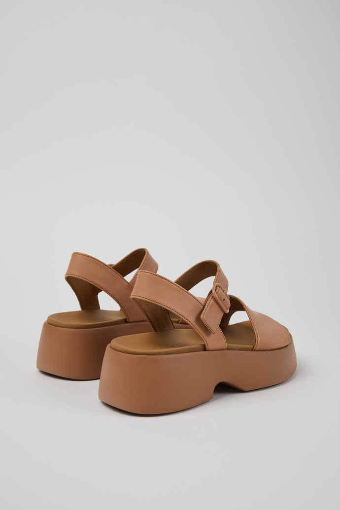 Back view of Tasha Nude Leather Sandals for Women.