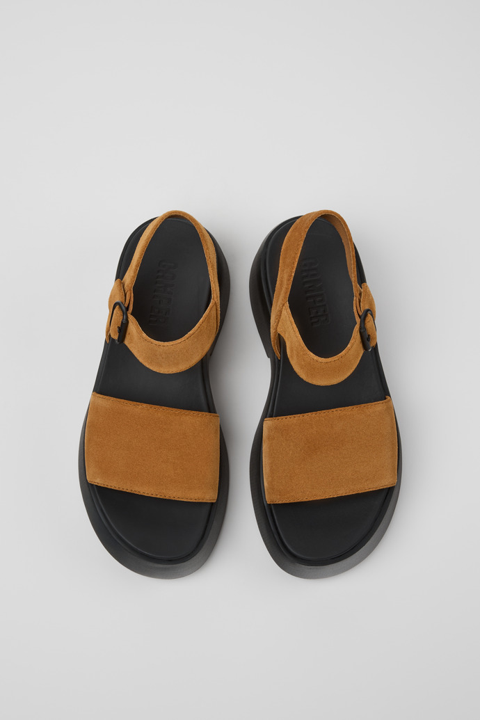 Overhead view of Tasha Brown Nubuck Sandals for Women.