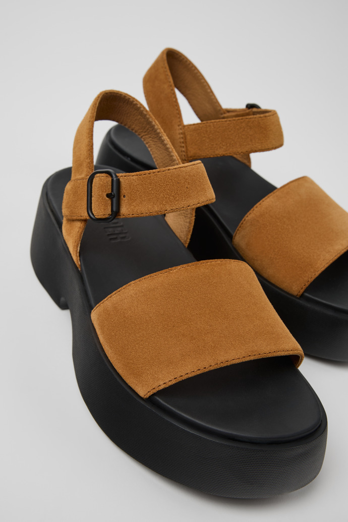 Close-up view of Tasha Brown Nubuck Sandals for Women.