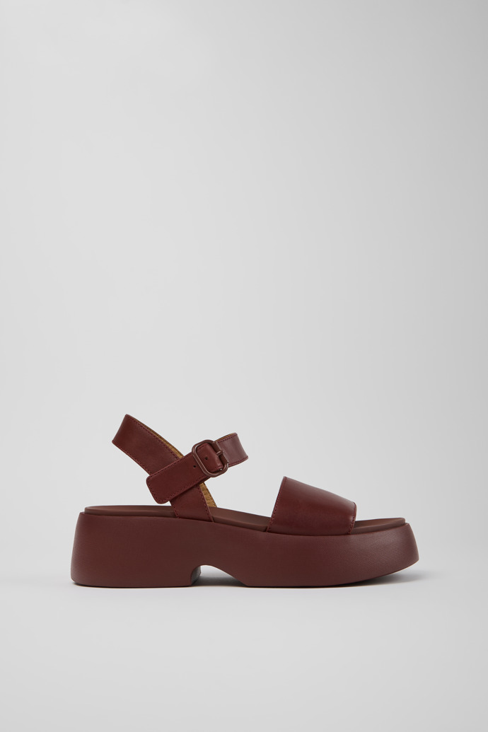 Side view of Tasha Burgundy Leather Sandals for Women.