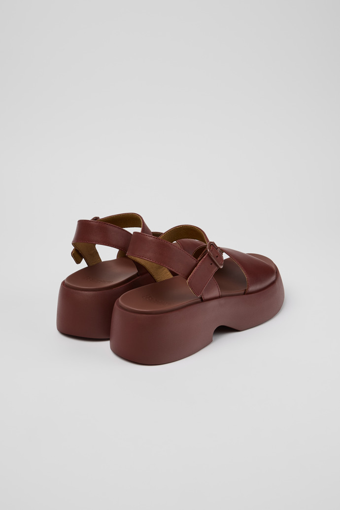 Back view of Tasha Burgundy Leather Sandals for Women.
