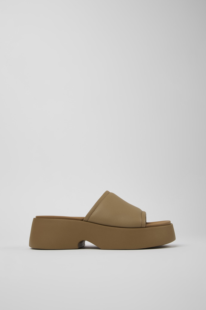 Image of Side view of Tasha Brown Leather Slide for Women