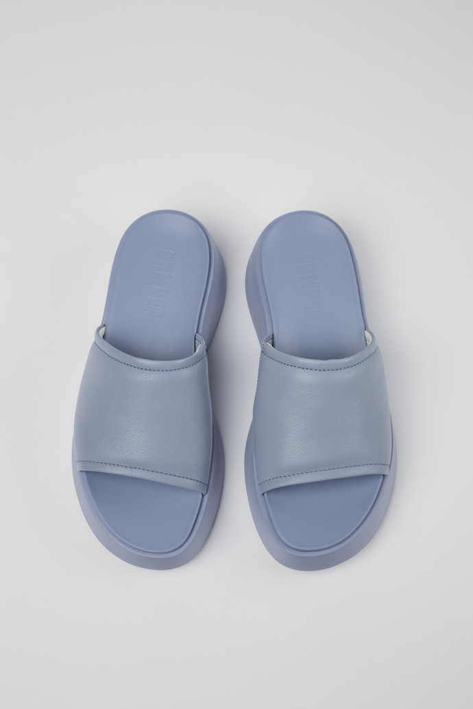 Overhead view of Tasha Blue Leather Slide for Women