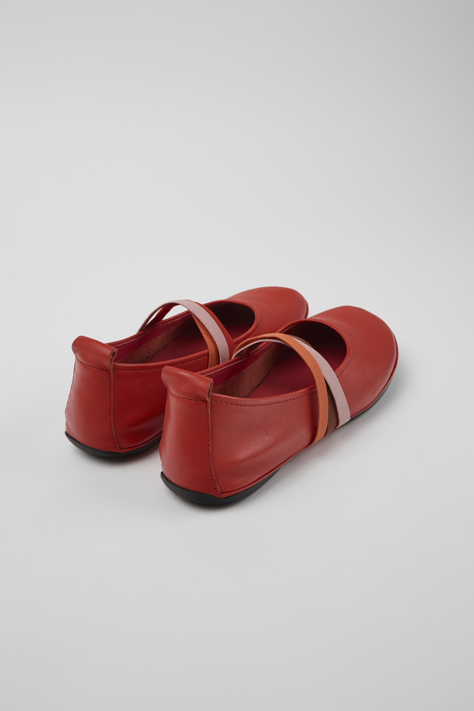 Back view of Twins Red Leather Ballerina for Women