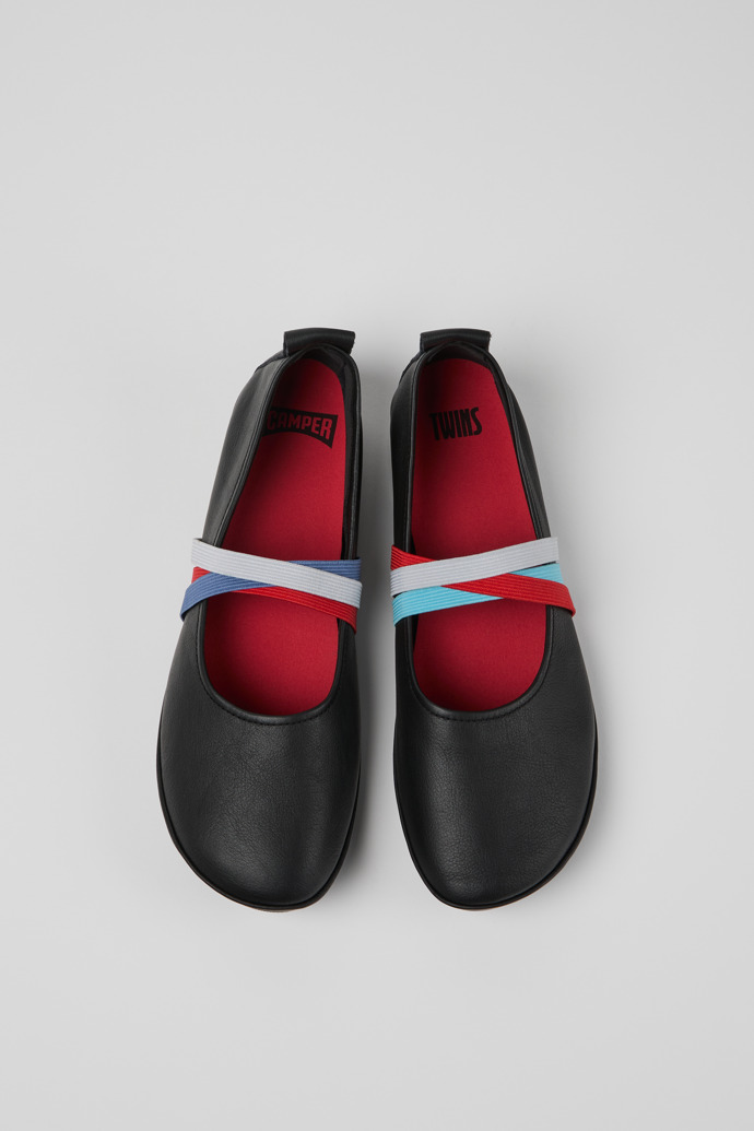 Twins Mocasini/Balerini din piele pentru femei, negru.