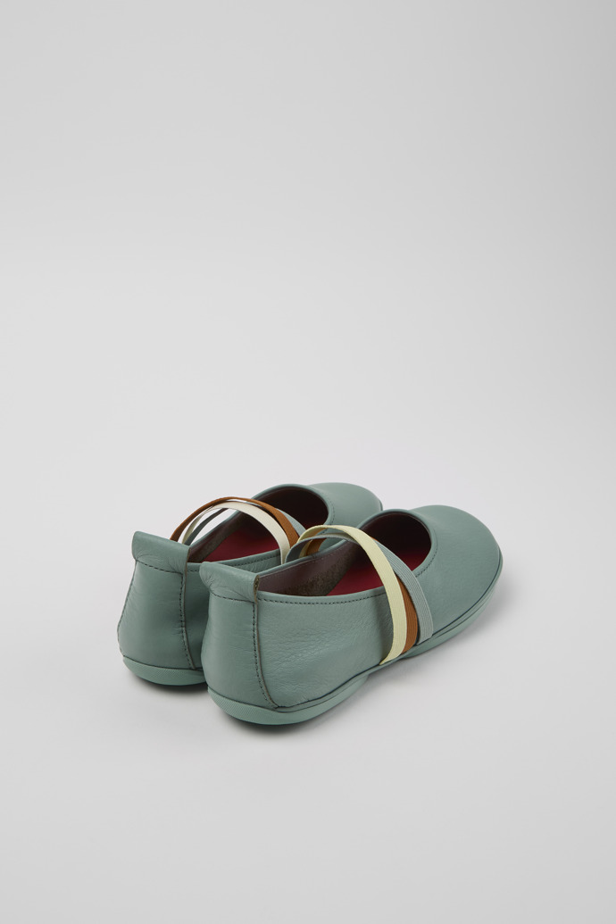 Back view of Twins Green Leather Moccasin Ballerina for Women.