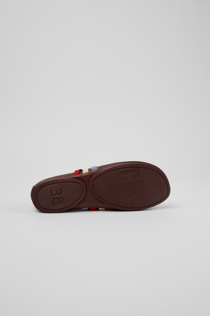 The soles of Twins Burgundy Leather Ballerinas for Women.