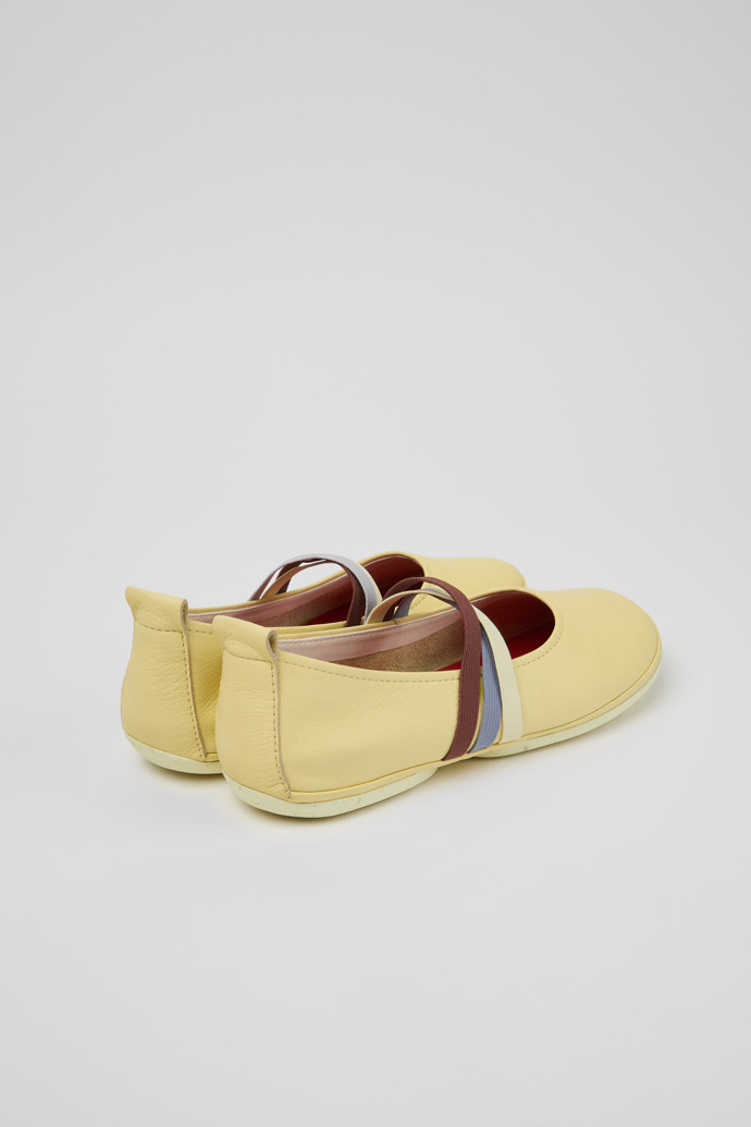 Back view of Twins Yellow Leather Ballerinas for Women.
