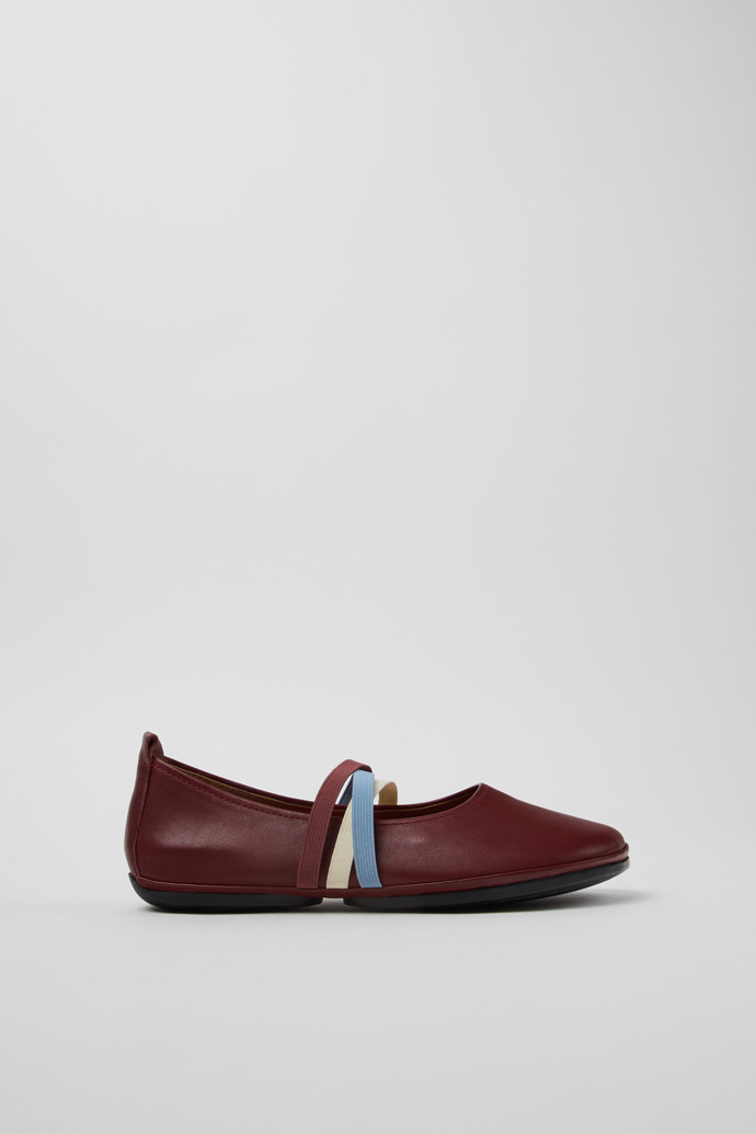Twins Burgunderrote Lederballerinas für Damen.