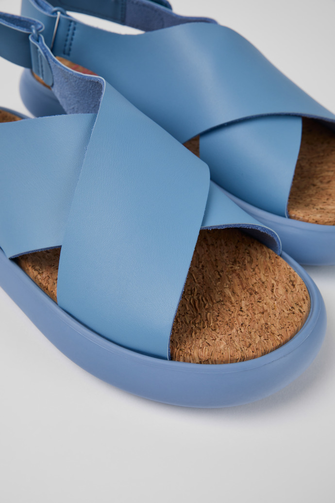 Close-up view of Pelotas Flota Blue Leather Cross-strap Sandal for Women
