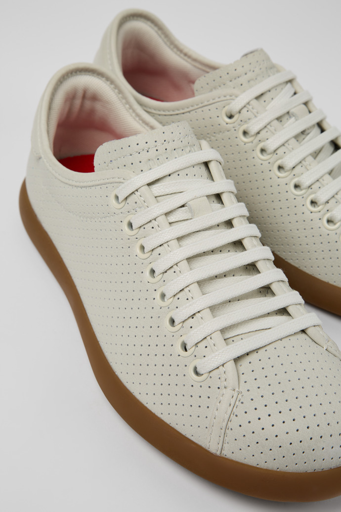 Close-up view of Pelotas Soller White Leather Sneaker for Women