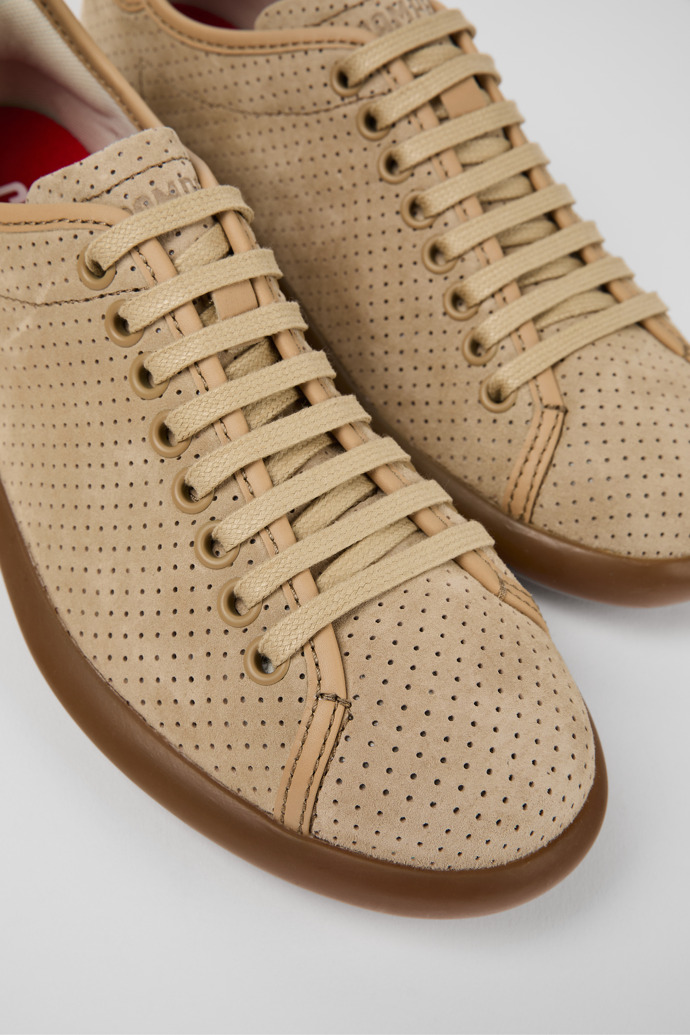Close-up view of Pelotas Soller Beige Nubuck/Leather Sneaker for Women