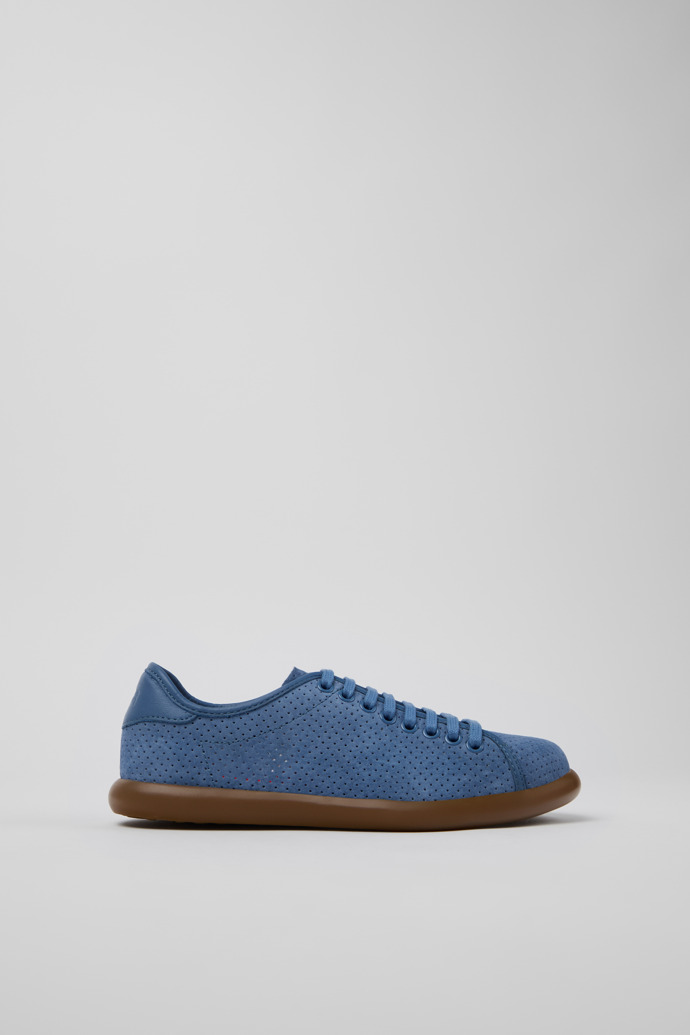 Side view of Pelotas Soller Blue Nubuck Sneakers for Women.