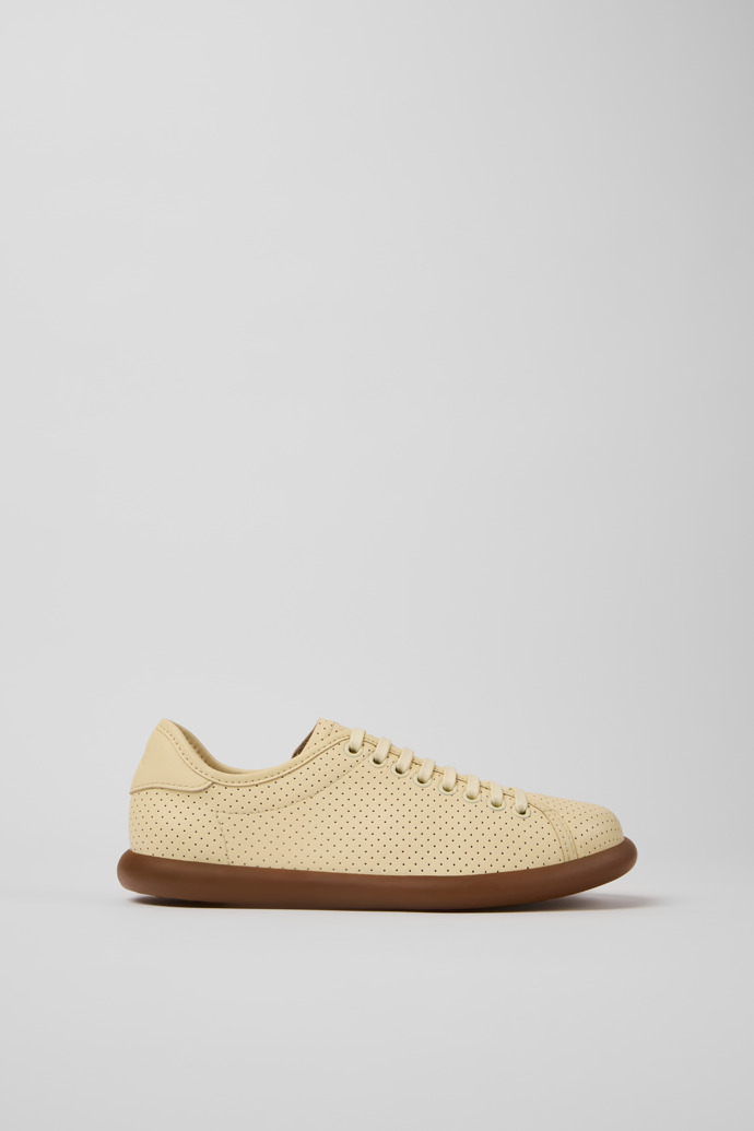 Side view of Pelotas Soller Yellow Leather Sneakers for Women.