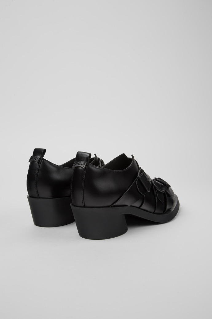 Back view of Twins Black leather shoes for women