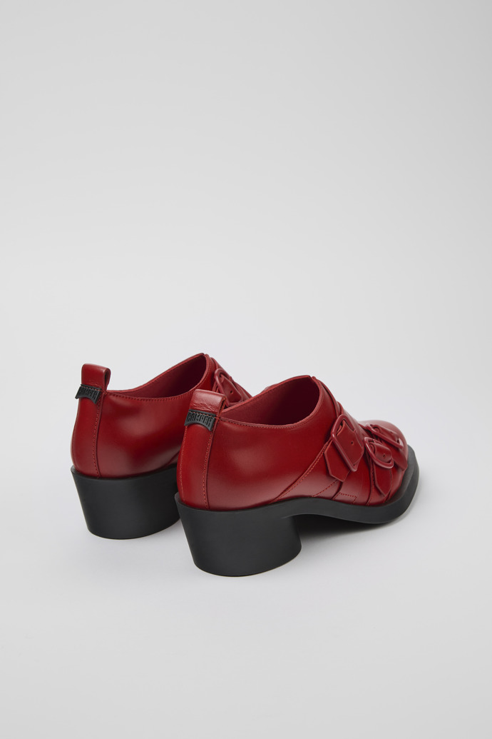 Back view of Twins Red leather shoes for women