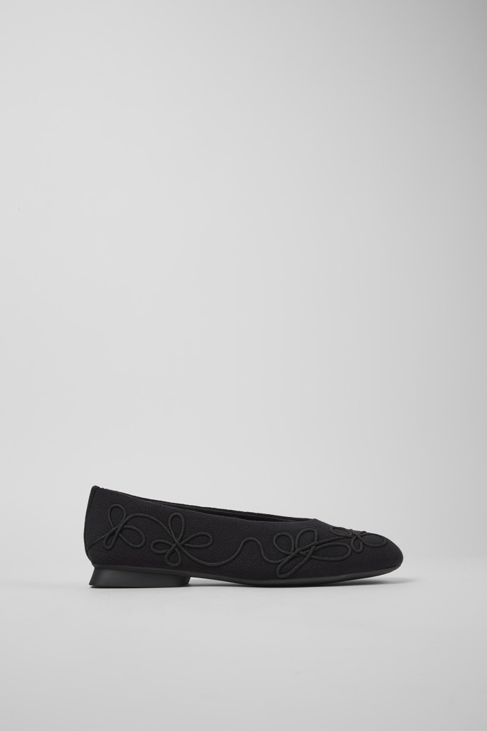 Side view of Twins Black textile ballerinas for women