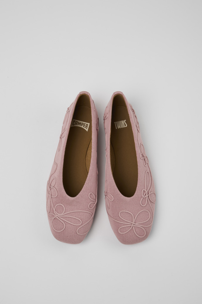 Image of Overhead view of Twins Pink textile ballerinas for women