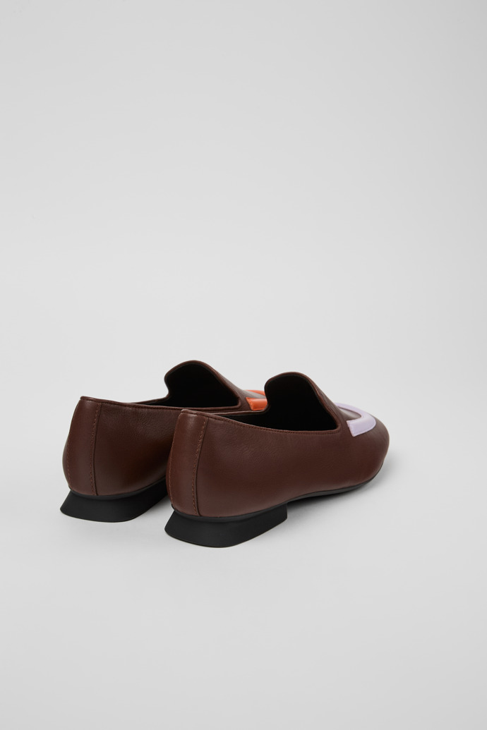 Back view of Twins Brown leather ballerinas for women