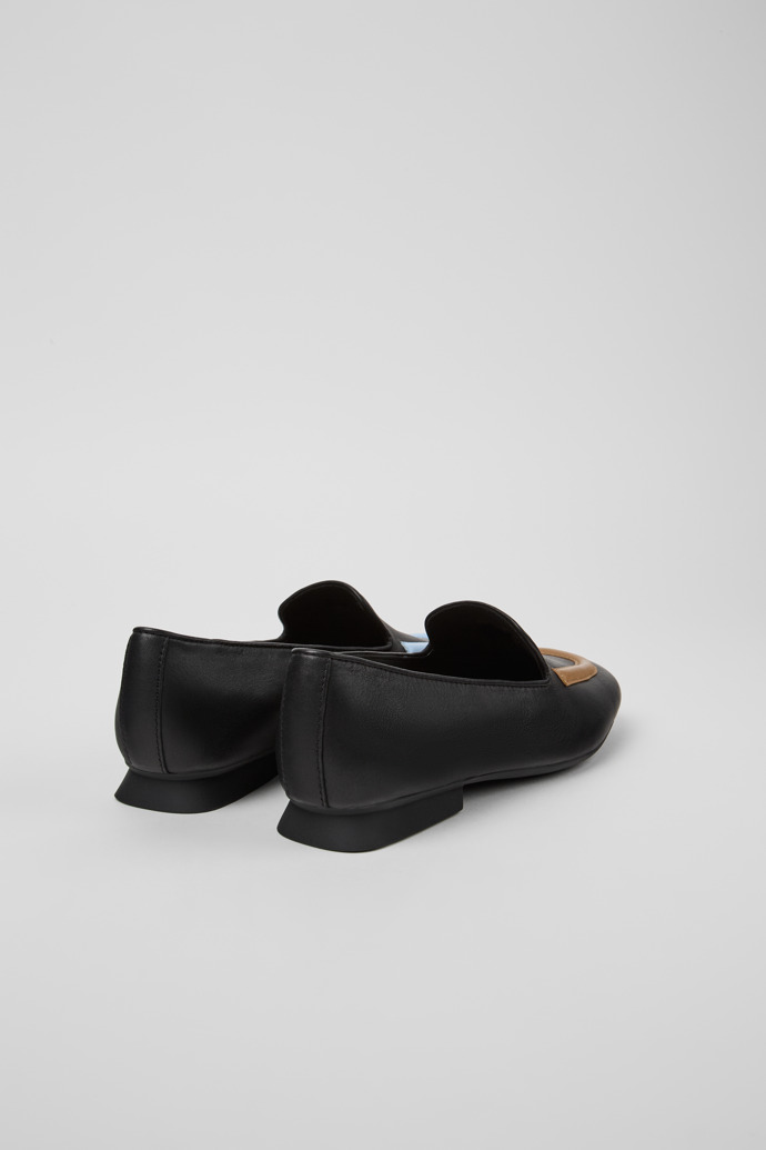 Back view of Twins Black leather ballerinas for women
