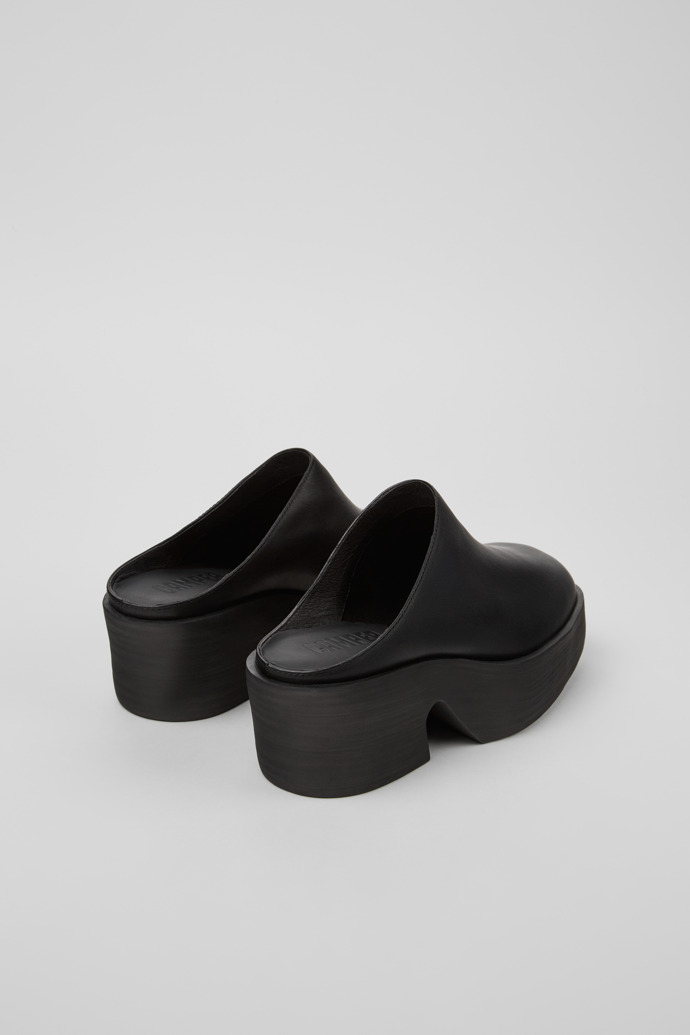 Back view of Billie Black leather clogs for women