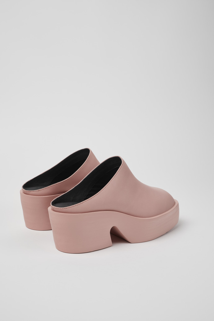 Back view of Billie Pink leather clogs for women