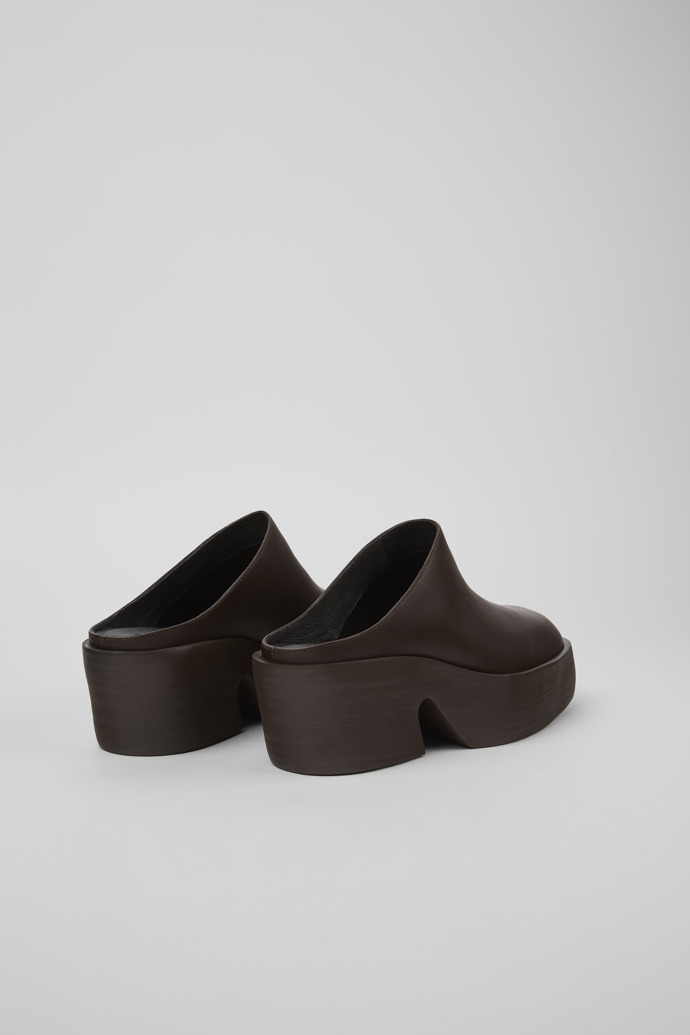 Back view of Billie Brown leather clogs for women