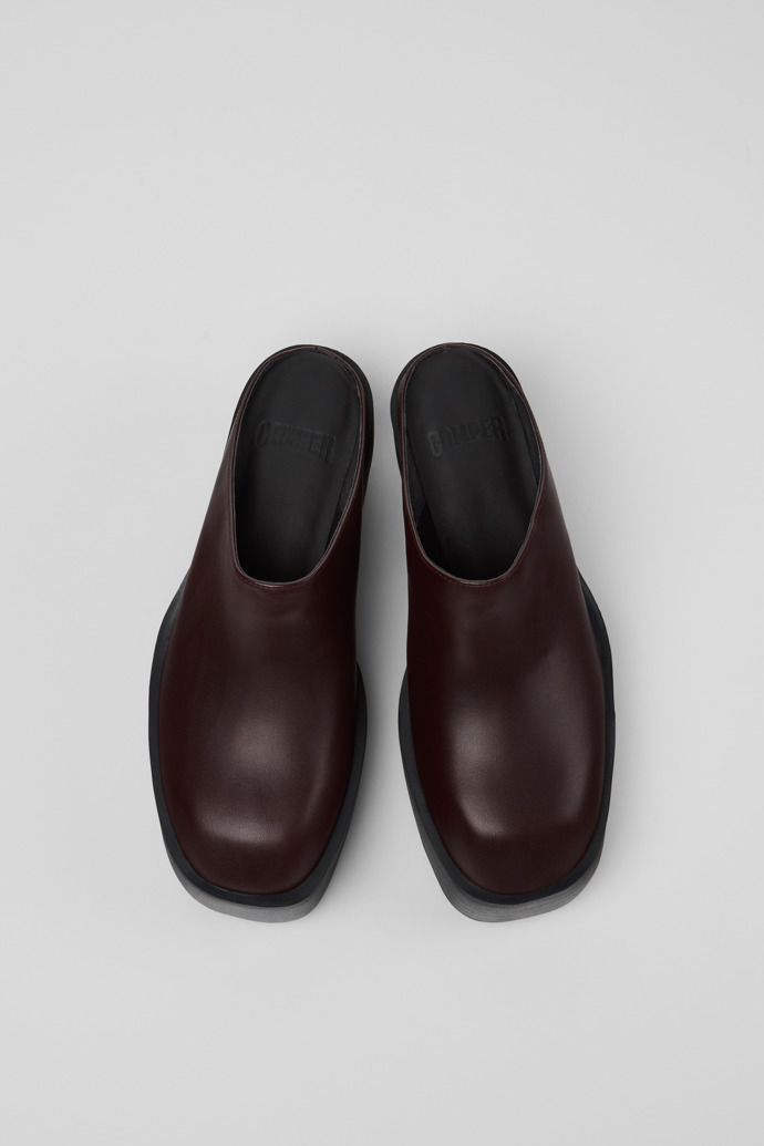 Overhead view of Billie Burgundy Leather Sandals for Women.