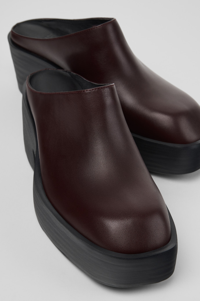 Close-up view of Billie Burgundy Leather Sandals for Women.