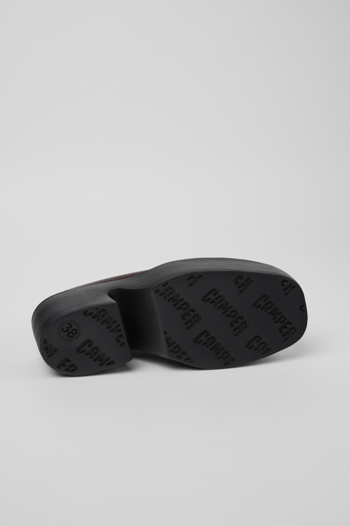 The soles of Billie Burgundy Leather Sandals for Women.