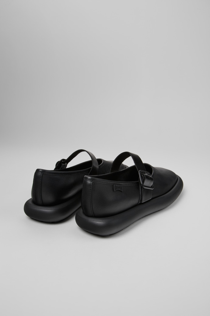 Back view of Onda Black Leather Women's Shoes.