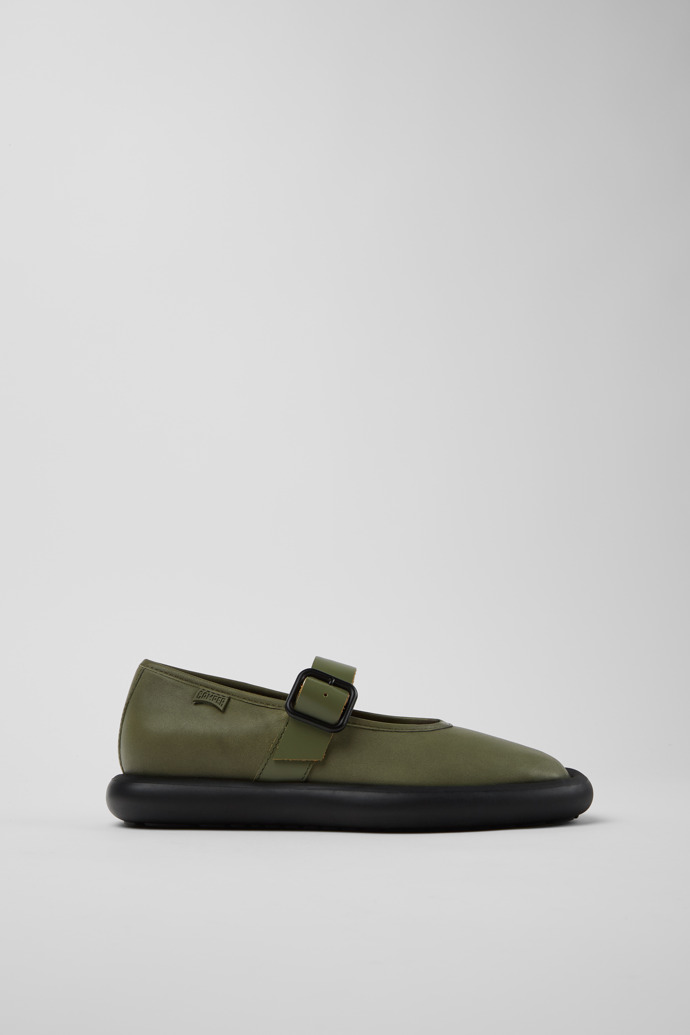 Side view of Onda Green Leather Women's Shoe.