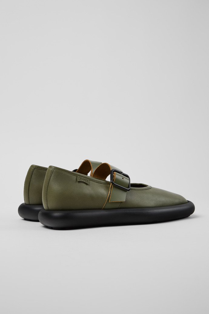 มุมมองด้านหลังของ Onda Green Leather Women's Shoe.