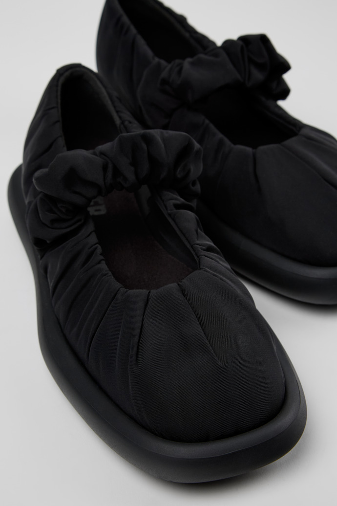 Close-up view of Onda Black Recycled PET Ballerina for Women.