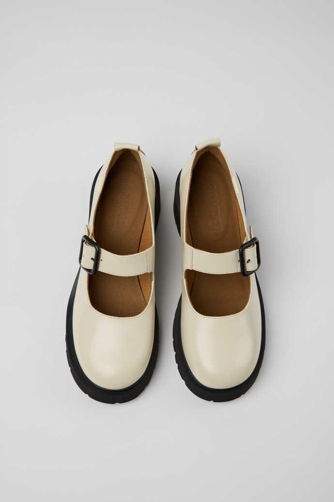 Overhead view of Milah White Leather Women's Shoes.