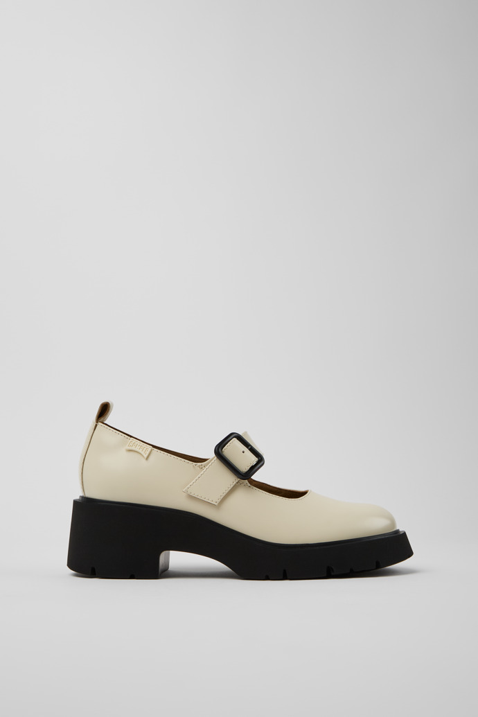 Side view of Milah White Leather Women's Shoes.