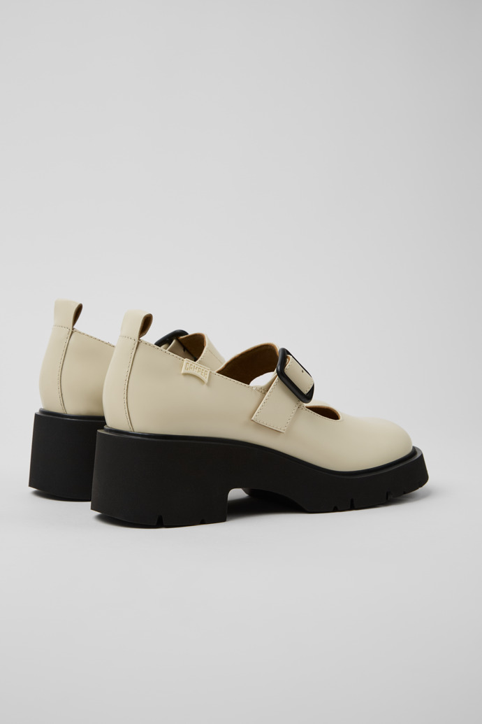 Back view of Milah White Leather Women's Shoes.