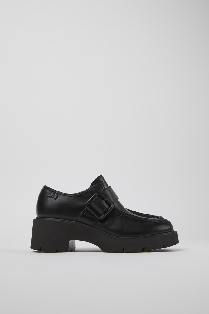 Side view of Milah Black Leather Shoes for Women