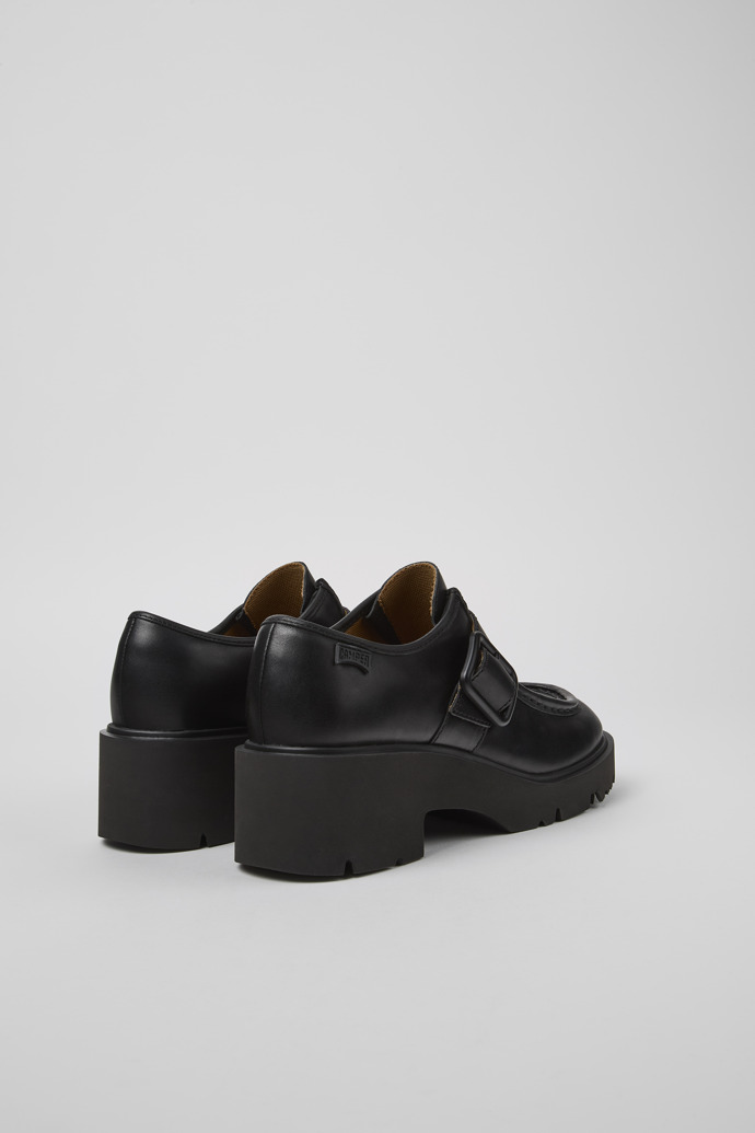 Back view of Milah Black Leather Shoes for Women