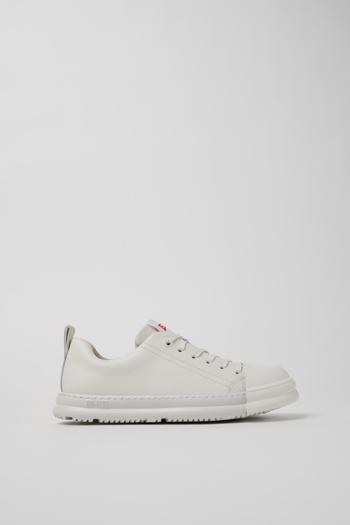 Side view of Junction Runner White Leather Sneakers for Women.