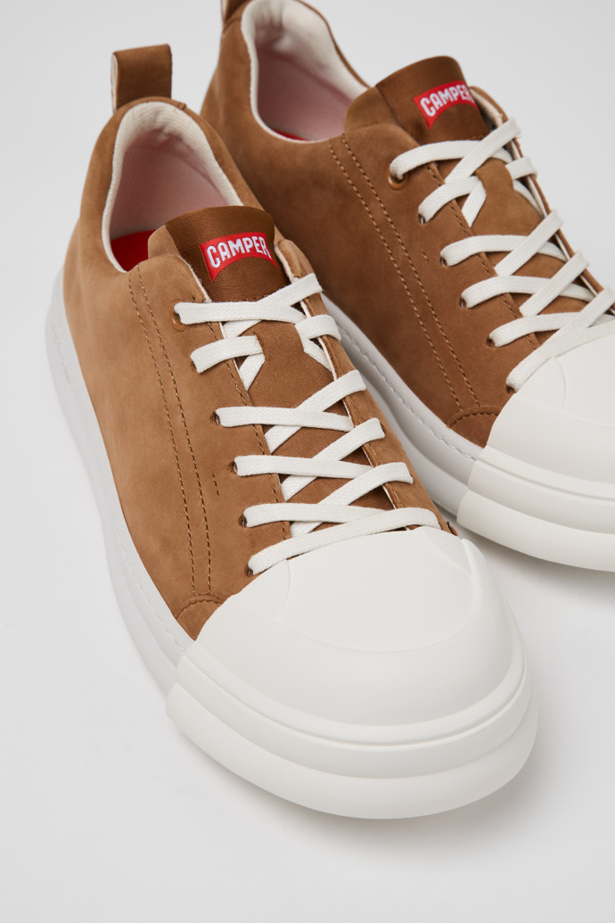 Close-up view of Junction Runner Brown Nubuck Sneakers for Women.